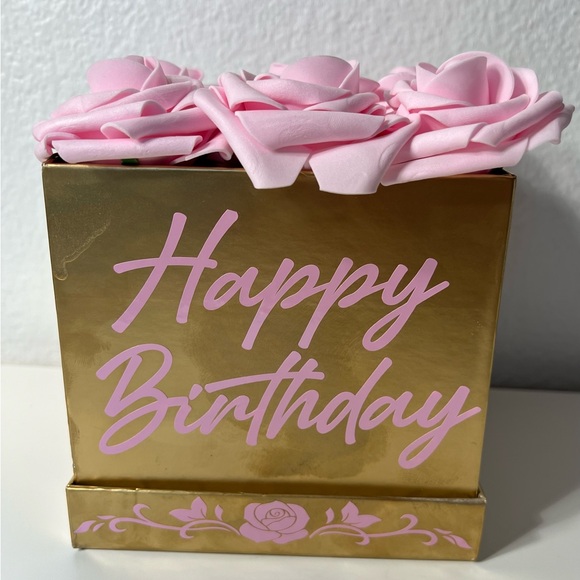 Forever Roses Happy Birthday Gift Present Box Eternal Eternity Gold Pink Floral - Picture 6 of 6